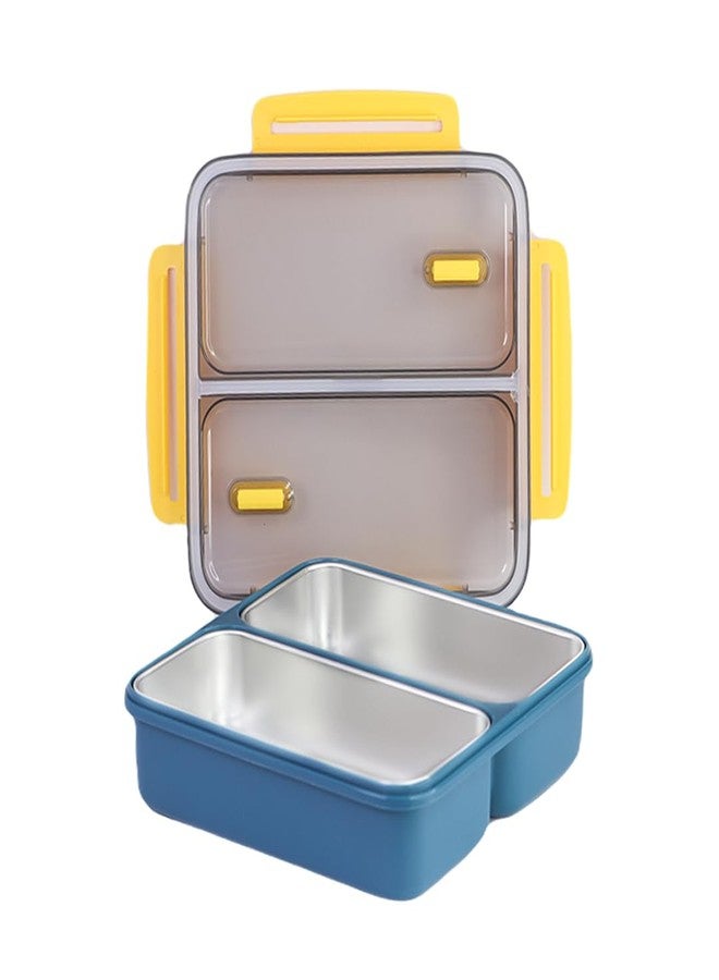 Attro SquareMate 2 Lunch Box with Two Detachable Inner Steel Compartments and Vacuum Seal-Leakproof,BPA-Free Containers for Fresh Meals On-the-Go Ideal for School, Office, and Travel-Ocean Blue-1100ml - Image 1